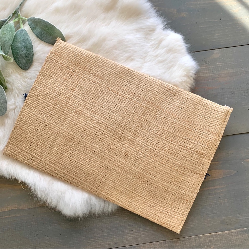 Boho Straw Clutch Purse Multicolored Tassels - Picture 4 of 6